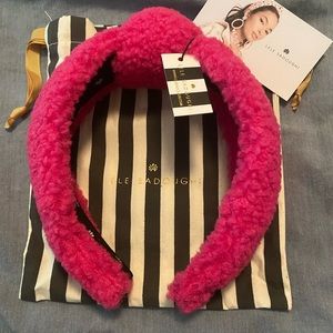 Lele Sadoughi Teddy Knotted Pink Shearling Headband